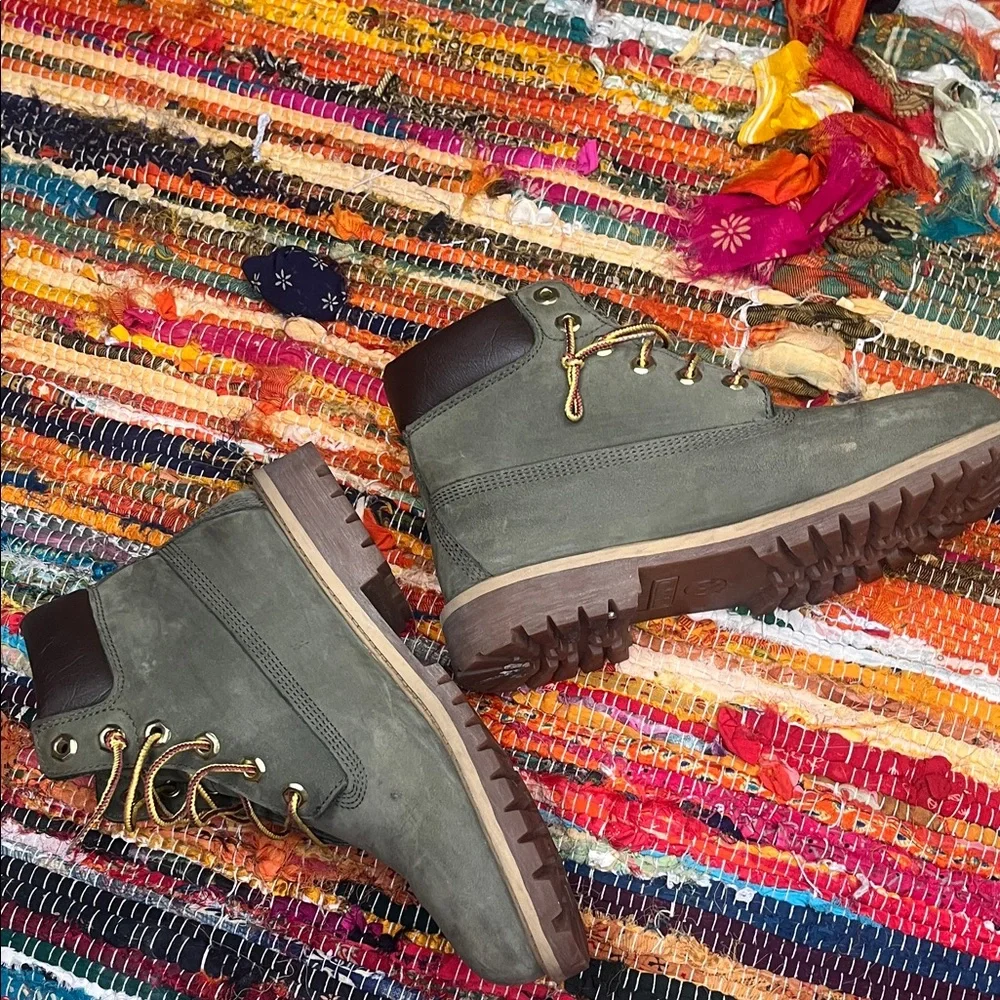 Timberland Olive Green Leather Boots